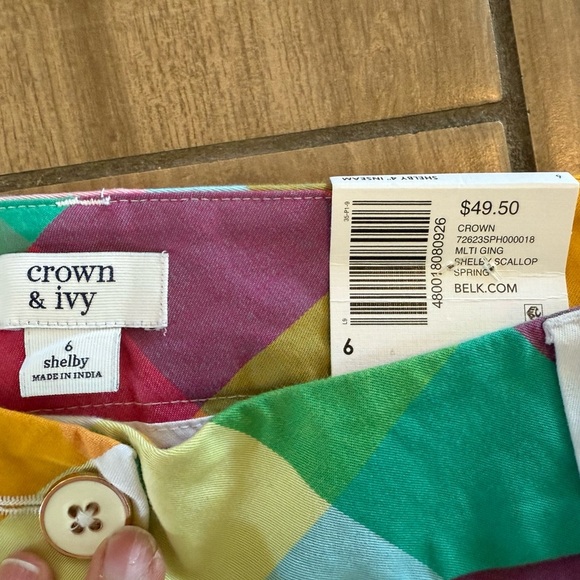 NWT crown & ivy Colorful Plaid Women's Shorts - Picture 5 of 6